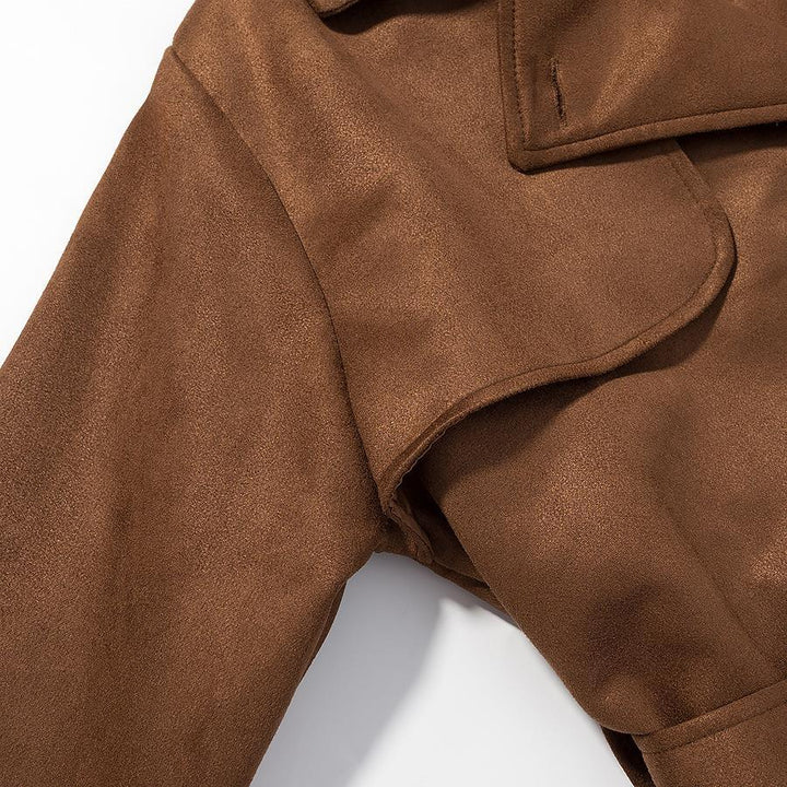 Suede trench coat for women with belt and large pockets Lune London