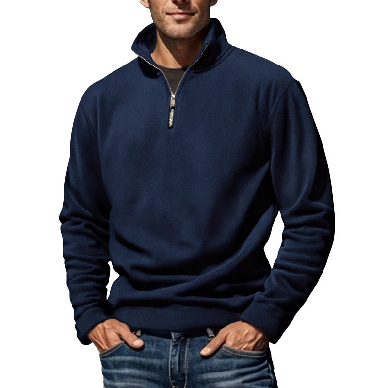 Men's thermal fleece jacket with high collar and decorative zipper Lune London