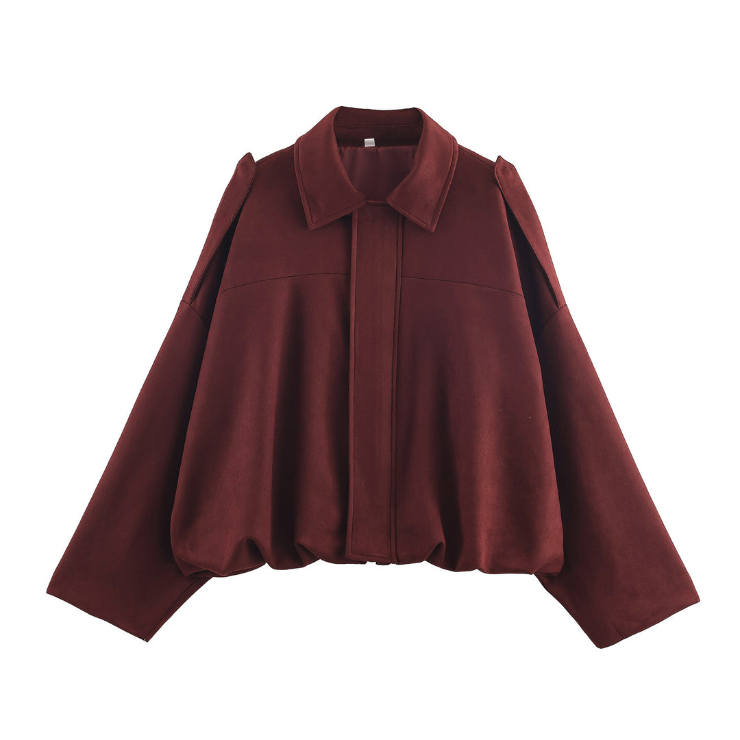 Casual cropped bomber jacket for women with a modern high collar and elegant shoulder details Lune London