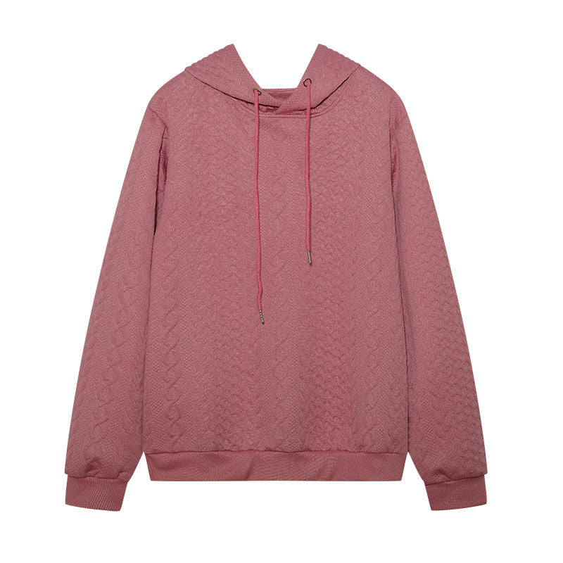 Casual knitted sweater for women with hood and textured design Amarae