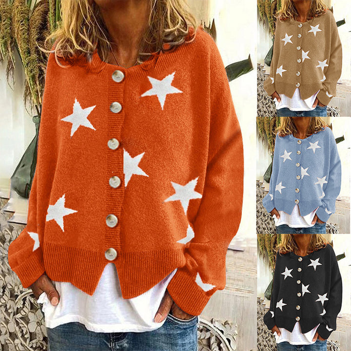 Casual knitted jacket for women with star pattern Lune London
