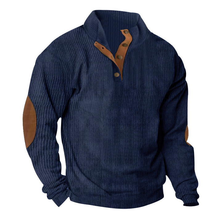 Structured sweater for men with modern leather applications Lune London