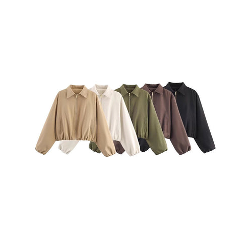 Casual short jacket for women with classic zip Amarae