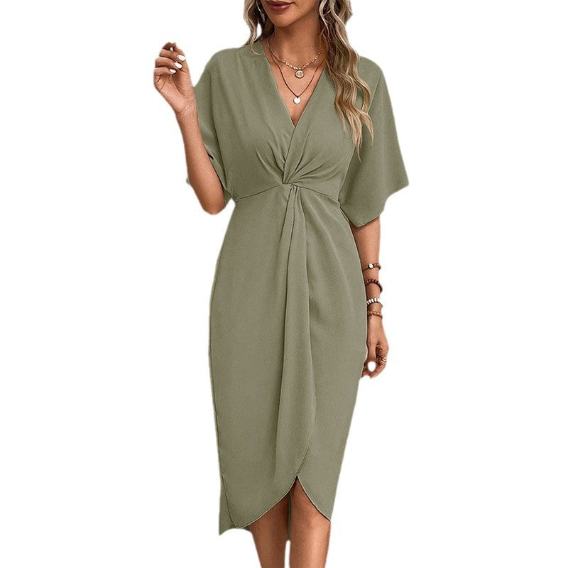 Elegant wrap dress with V-neck for women Lune London