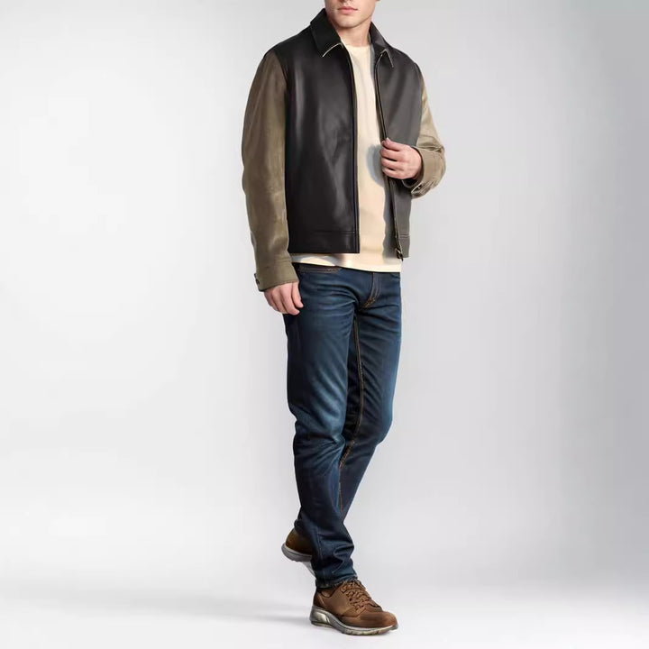 Hybrid leather and corduroy jacket for men Lune London