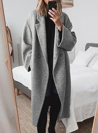 Ladies Oversized Wool Coat with Classic Lapels Lune London