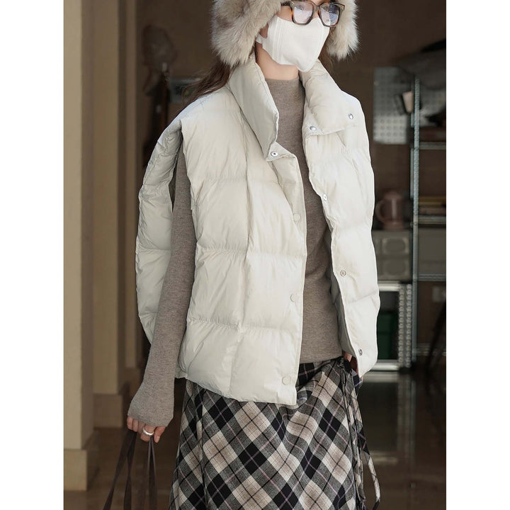 Women's lightweight quilted vest with high collar and snap button placket Amarae