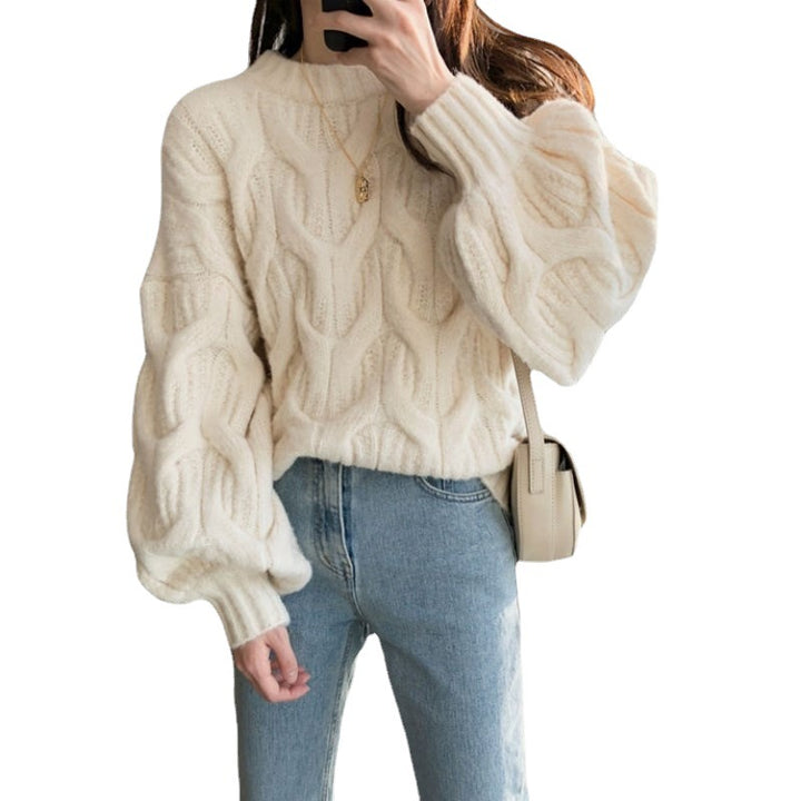 Sweater en tricot épais pour femmes avec une structure de motif en câble élégant et une coupe décontractée Chic & Stil