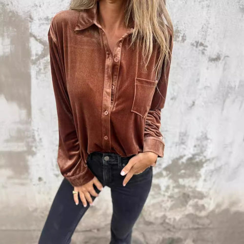 Ladies Elegant and shiny velvet blouse Amarae