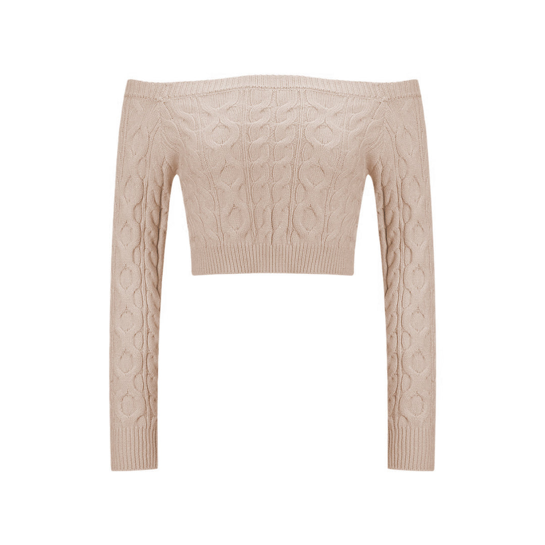Pull tricot femme à épaules dénudées avec motif en cable Chic & Stil
