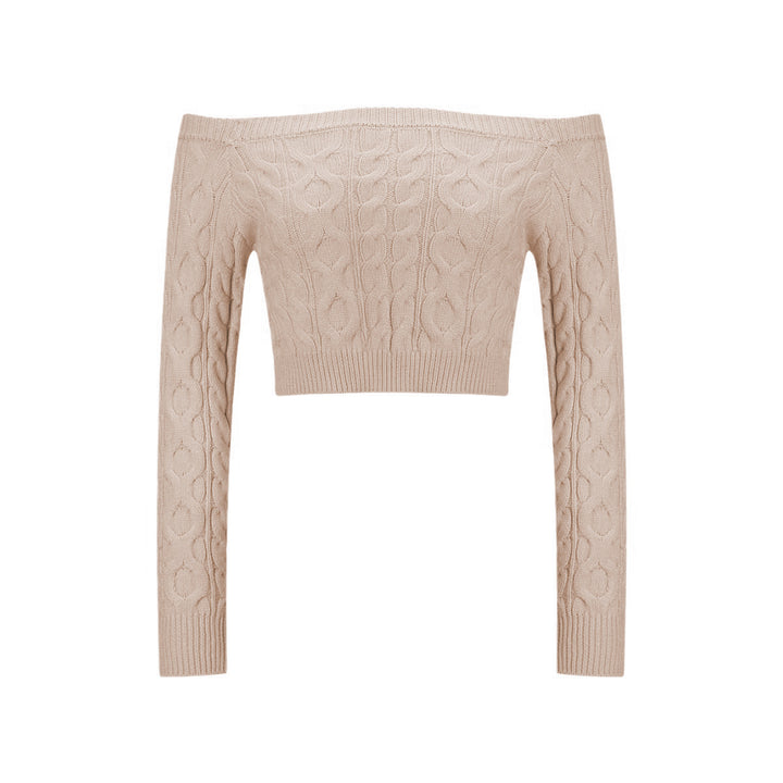 Pull tricot femme à épaules dénudées avec motif en cable Chic & Stil