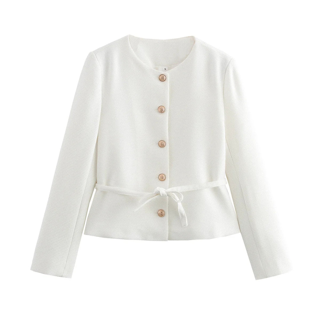 Stylish transitional jacket for women with button details and drawstring Lune London