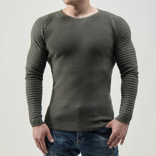 Men Long Sleeve T-shirt with Textured Sleeves Amarae