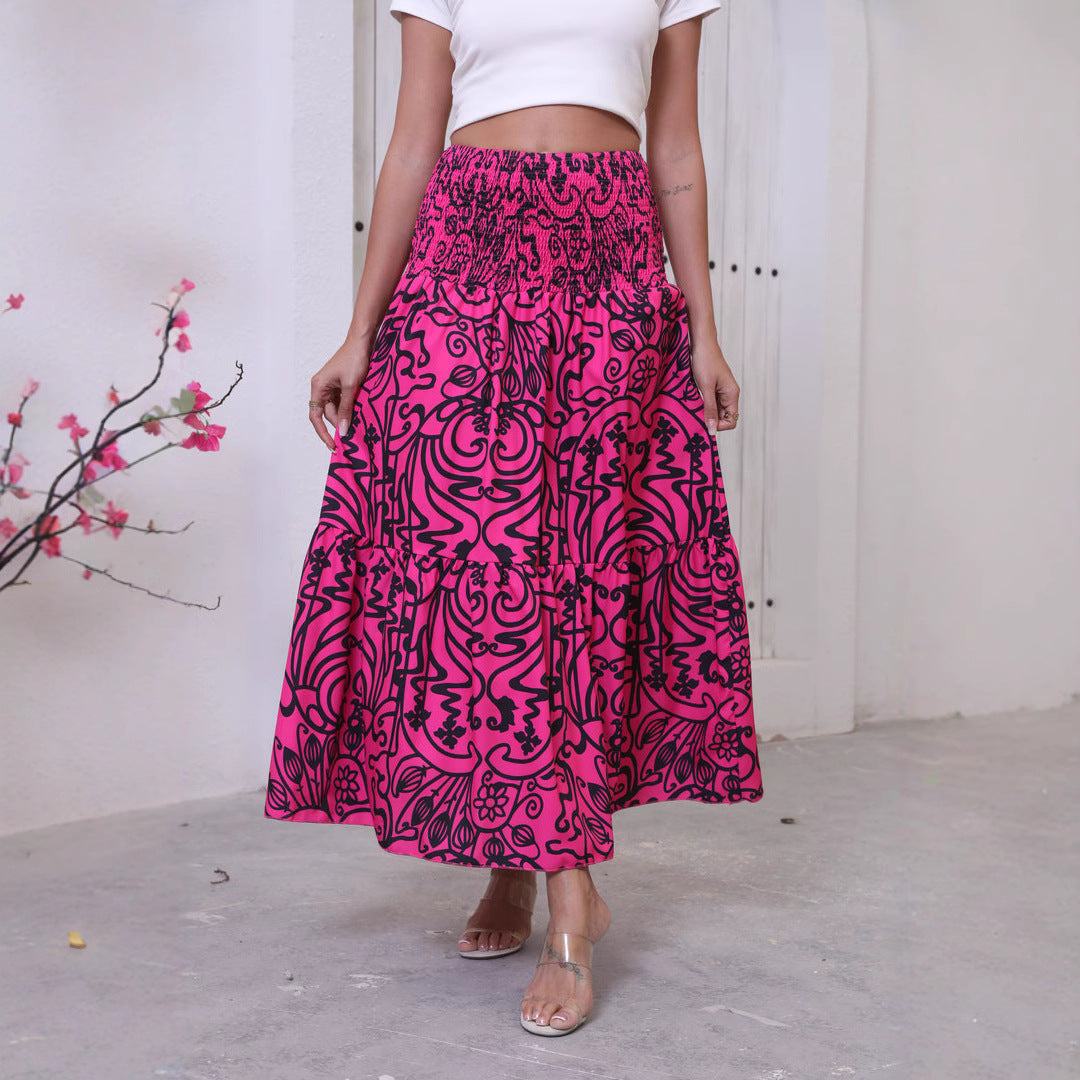 Lune London ruffled maxi skirt for women with gathered belt