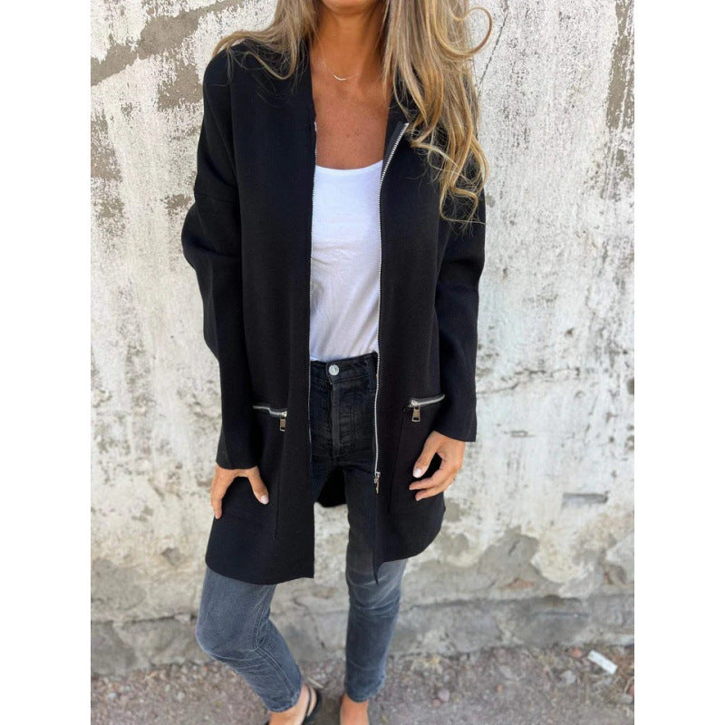 Ladies elegant jacket with zipper and pockets Lune London