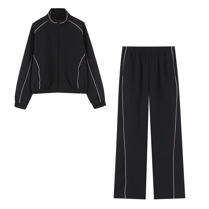 Women wide training pants with contrasting piping and elastic waistband Amarae