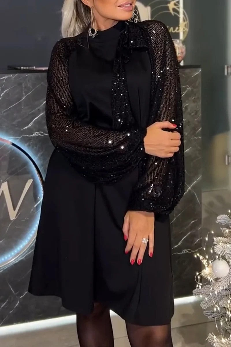 Robe de cocktail élégante pour femmes avec garniture en sequins et coupe festive Chic & Stil