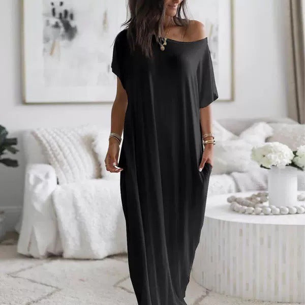Women Loose Maxi Dress with Animal Print and Side Pockets Lune London