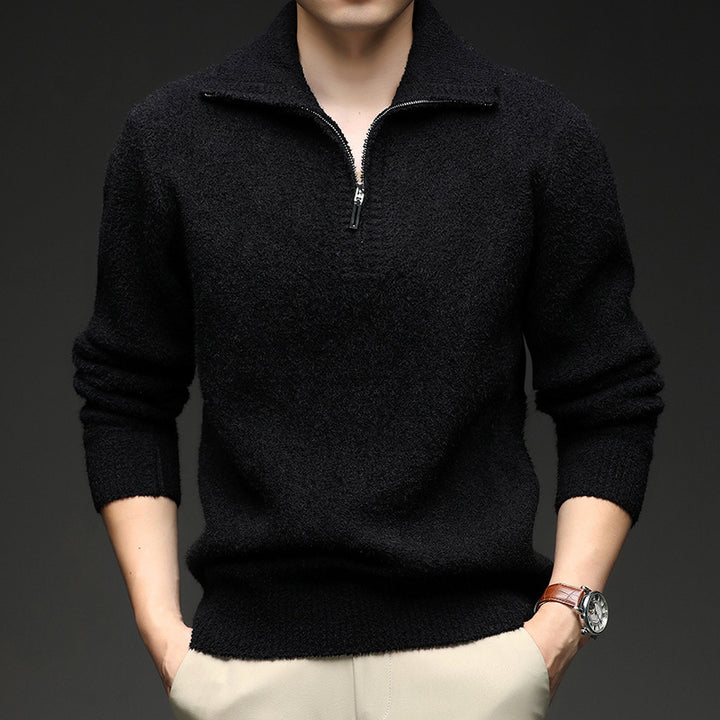 Men's sweater with high collar and zipper Lune London