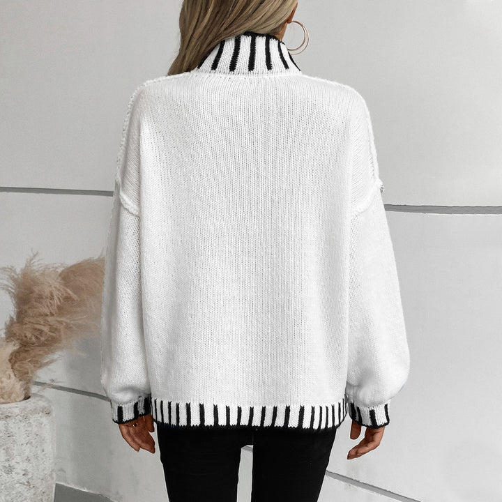 Women's sweater with high neck and contrasting cuffs Lune London