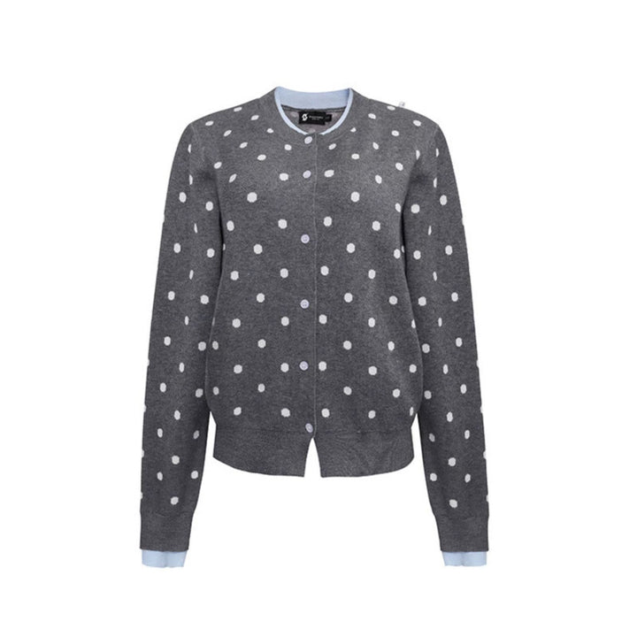 Womens Speckled Cardigan with Round Neckline, Button Placket and Layering Look Amarae