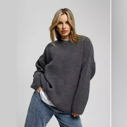 Women Oversized knit sweater with ribbed structure Amarae