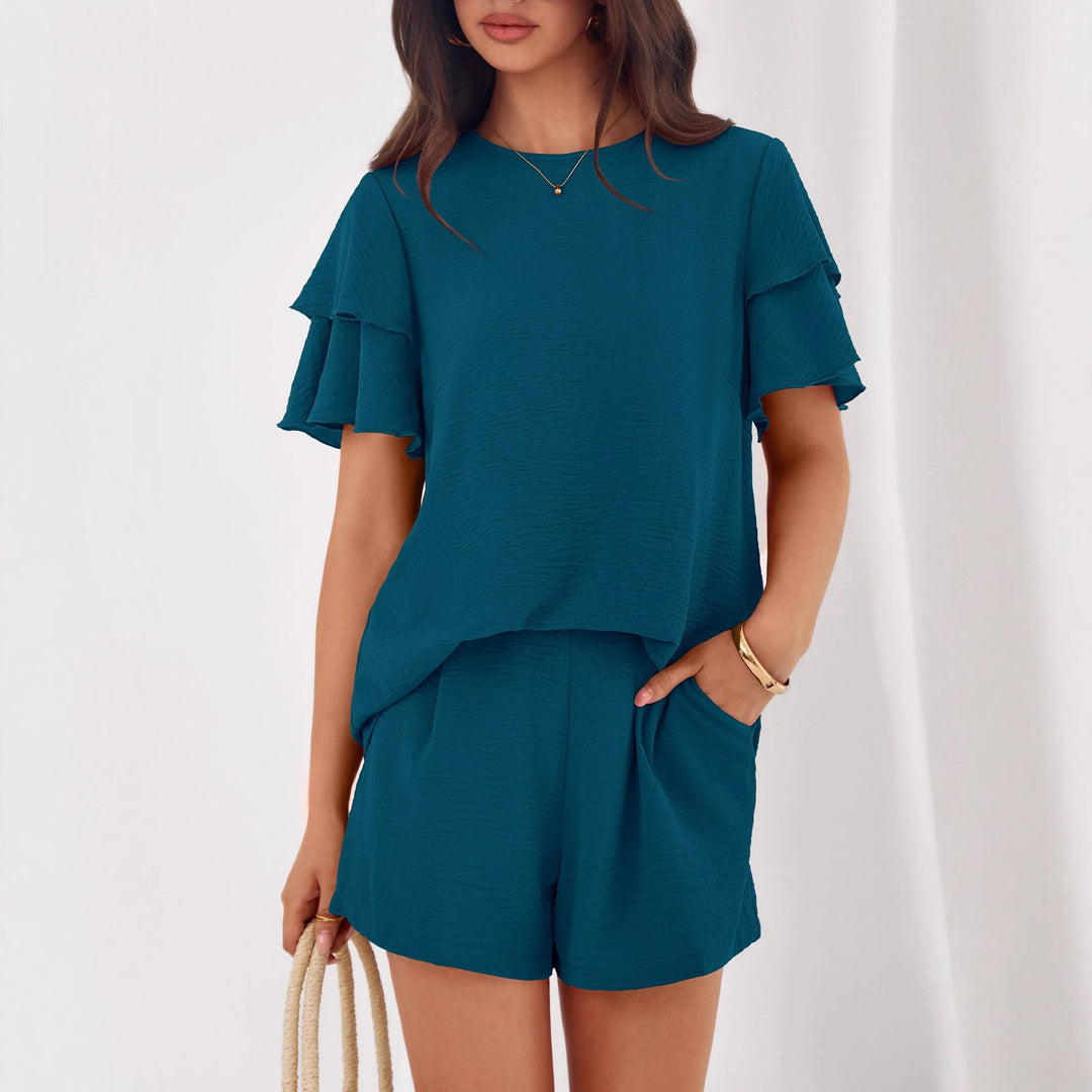 Women's Playful Jumpsuit with Ruffle Details and Side Pockets Lune London