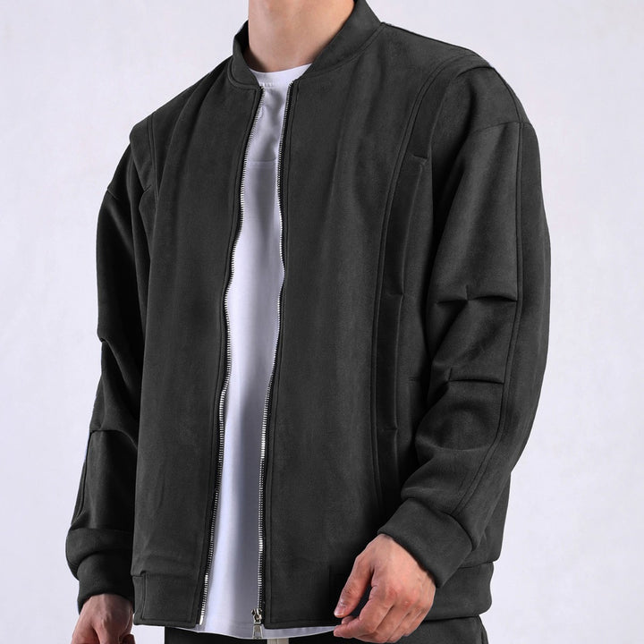 Stylish oversized jacket for women in soft faux leather with practical pockets and full zip Lune London