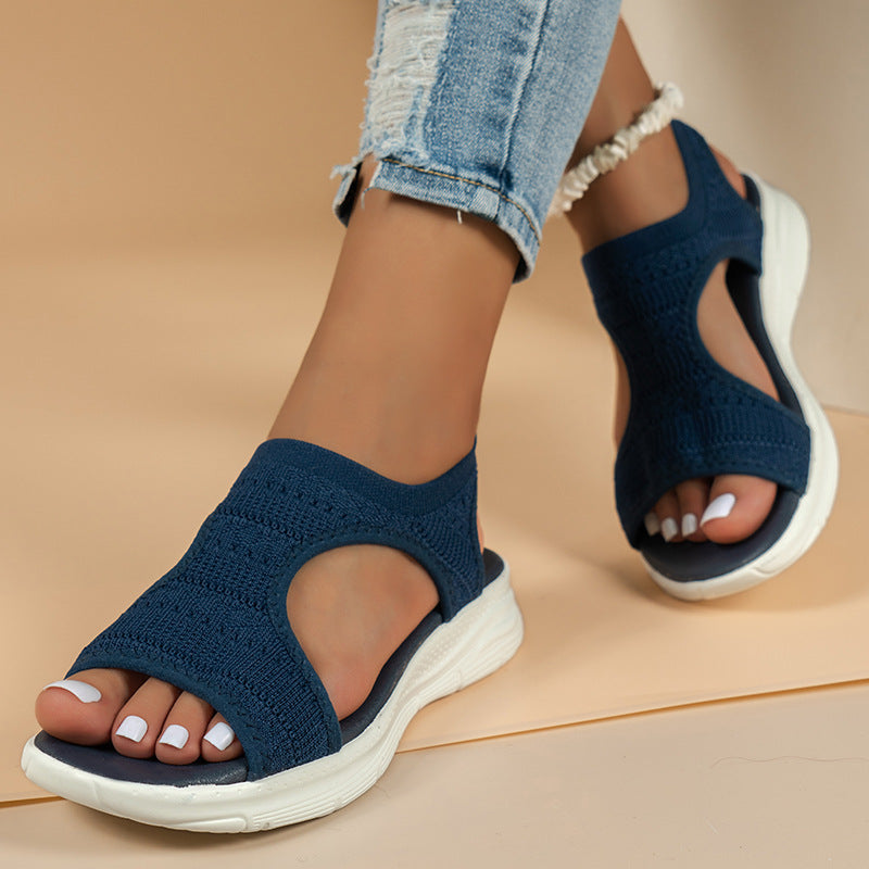Ladies Sporty Leisure Sandals with Breathable Knitted Material and Cushioning Sole Lune London
