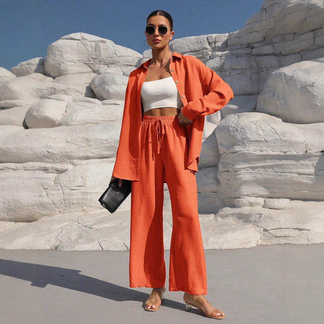 Casual set for women with loose shirt and wide pants Lune London