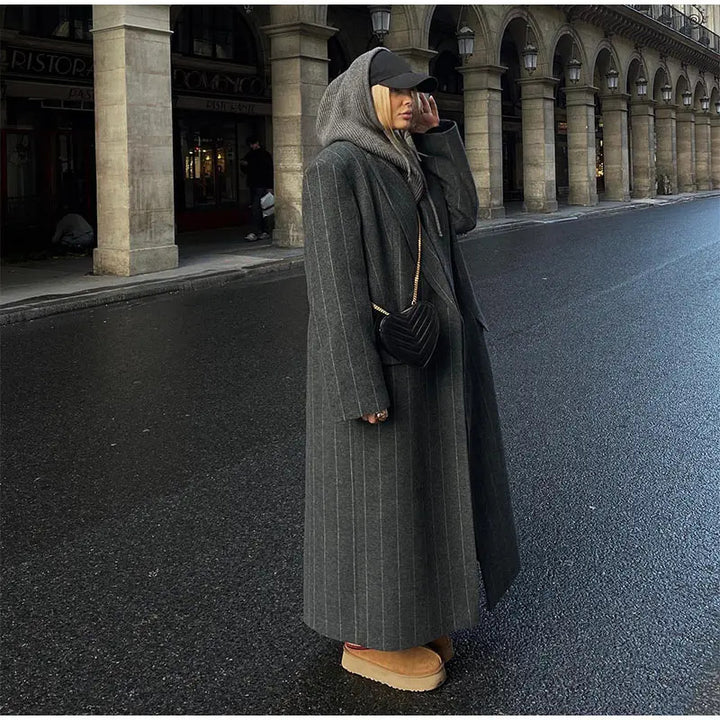 Lune London striped oversized coat for women