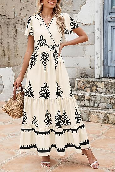 Maxi dress for women with eye-catching embroidery and voluminous skirt Lune London