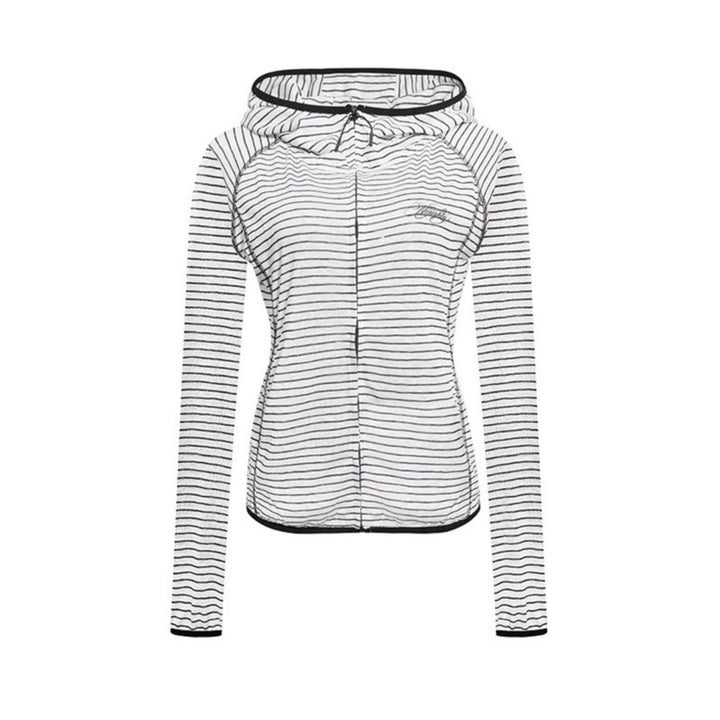 Women's Lightweight Hoodie Zip Jacket in Striped Look with Fitted Cut and Raglan Sleeves Amarae