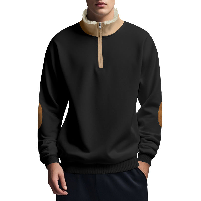 Fleece pullover for men with high collar and zipper Amarae
