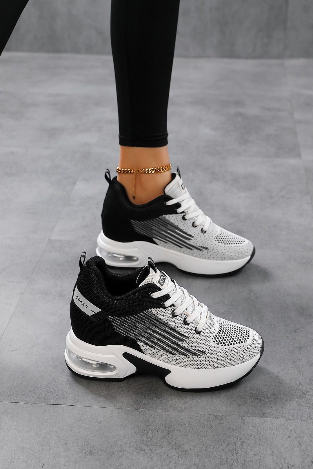 Women's Stylish Platform Sneakers with Air Cushioning and Knitted Breathable Upper Amarae