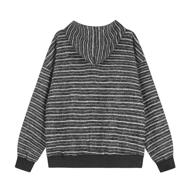 Women's striped hooded zip jacket with star appliqués and kangaroo pocket Amarae