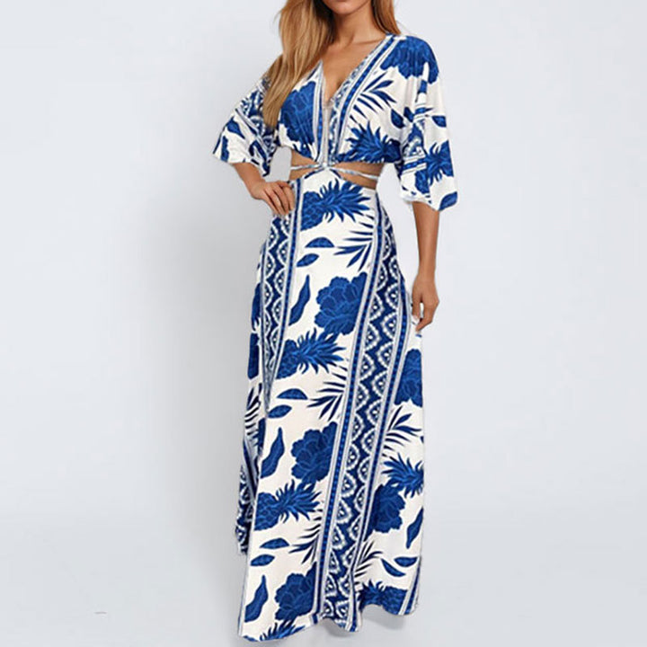 Robe maxi pour femmes avec des motifs élégants en vagues Chic & Stil