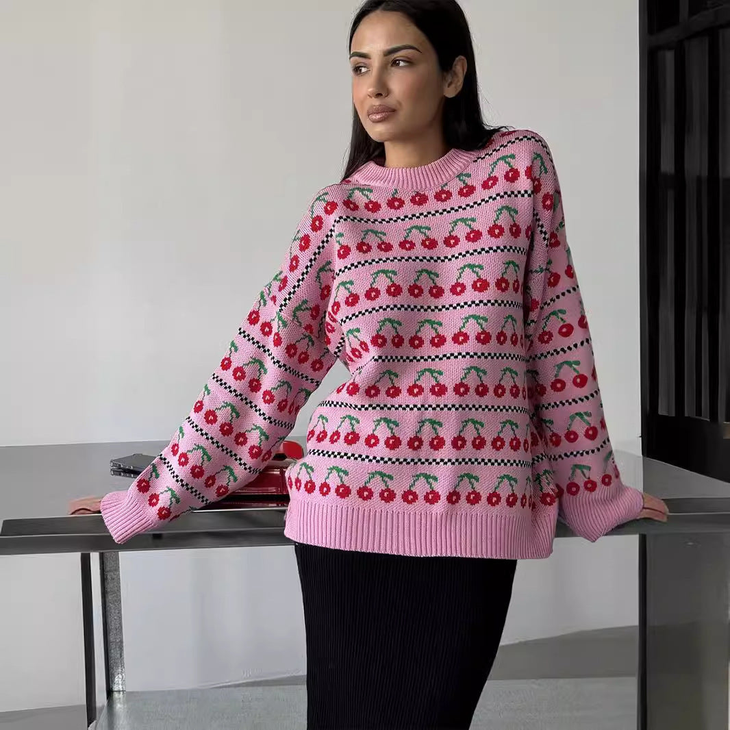 Ladies Sweater with Fruity Design Patterns Lune London