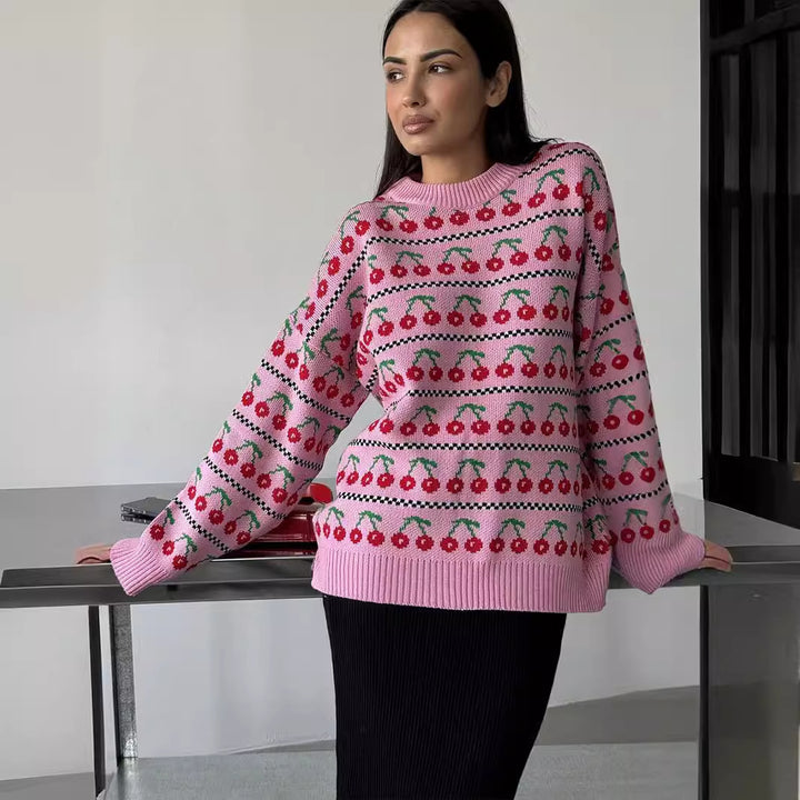 Ladies Sweater with Fruity Design Patterns Lune London