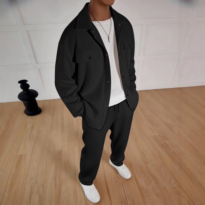 Elegant leisure suit for men with textured jacket and comfortable pants Amarae