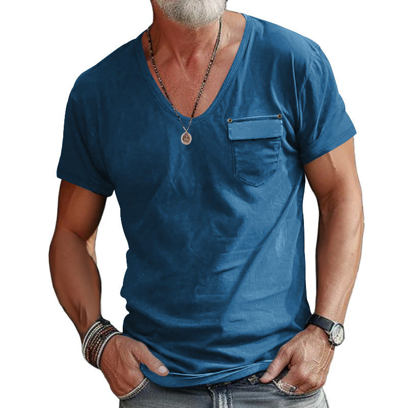 V-neck T-shirt for men with practical chest pocket Lune London