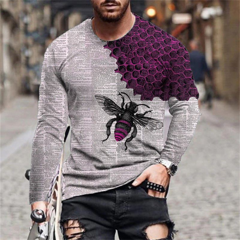 Men's long sleeve shirt with creative bee and honeycomb pattern Lune London