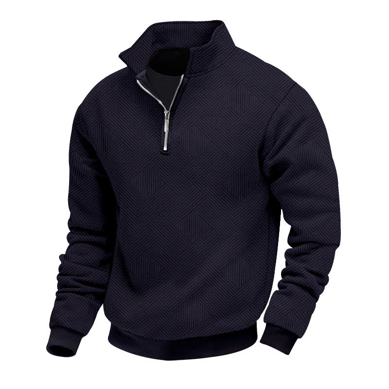 Fashion high collar sweater for men with structured fabric and zipper Amarae