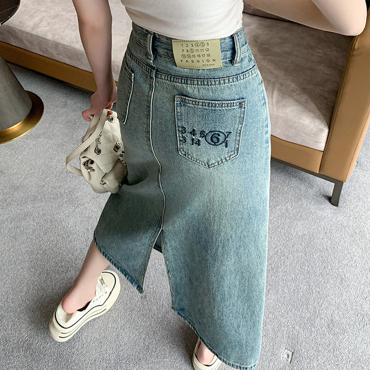 Jupe maxi en denim pour femmes avec fente latérale Chic & Stil