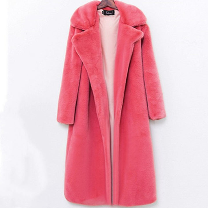 Ladies long coat in luxurious faux fur Lune London