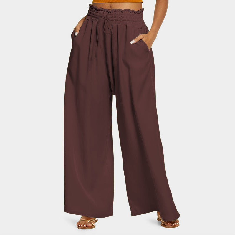 Wide leg pants for women with elastic waistband and side pockets Lune London