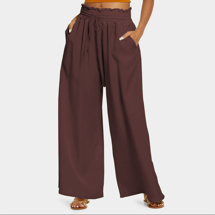 Wide leg pants for women with elastic waistband and side pockets Lune London
