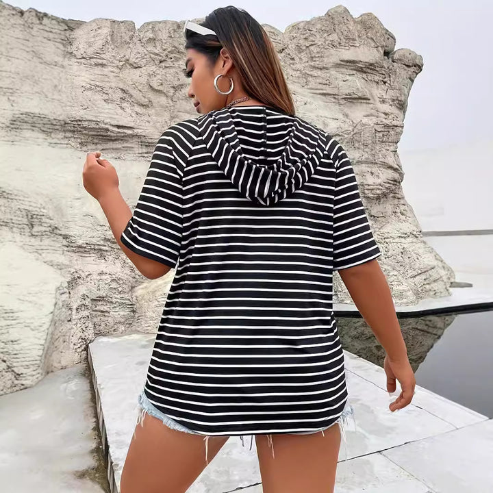Women’s striped knit hoodie with Lune London