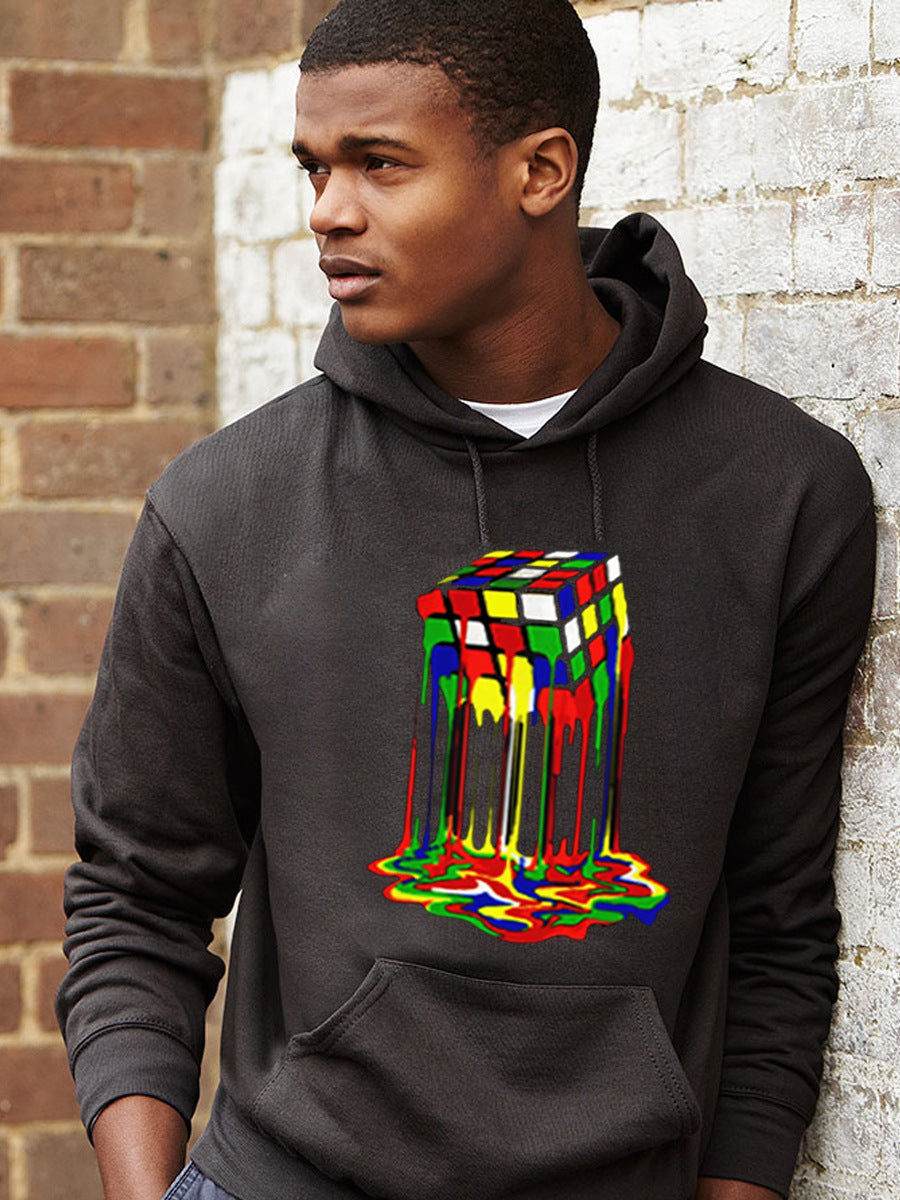 Men's hoodie with creative graphic print Rubik's Cube Amarae