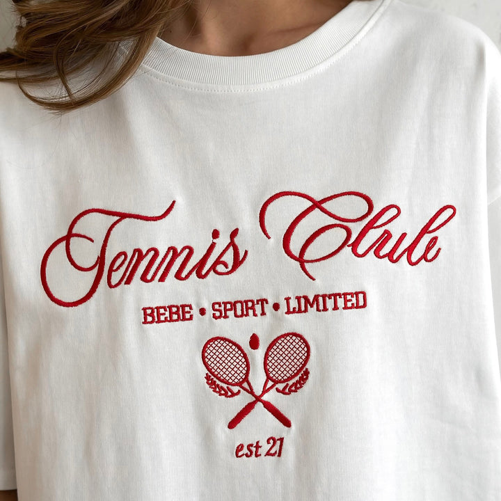 Women's T-shirt with a trendy design of Lune London tennis club embroidery